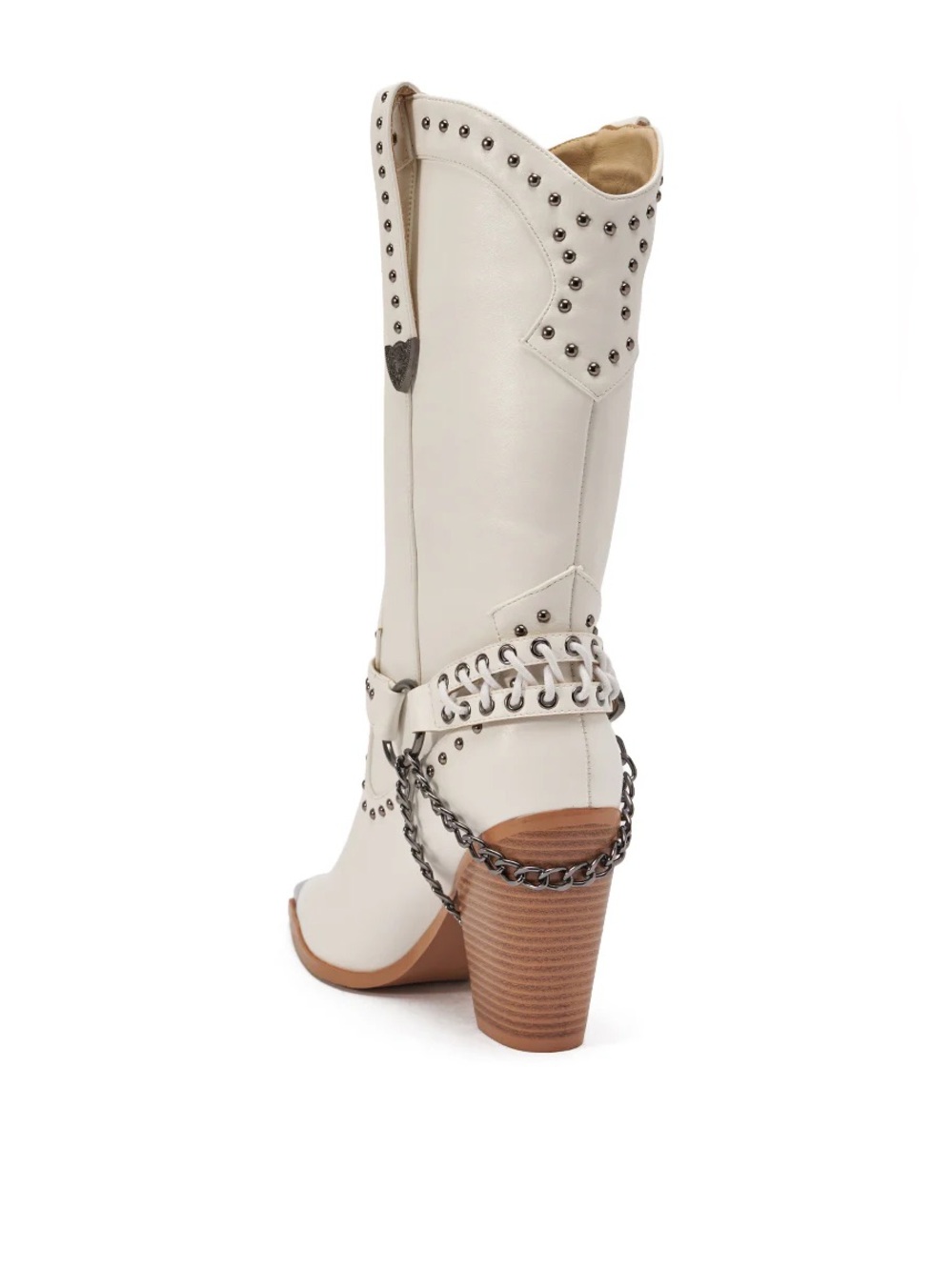 Azalea Wang OSBORN White Western Bootie Boots - Picture 4 of 16